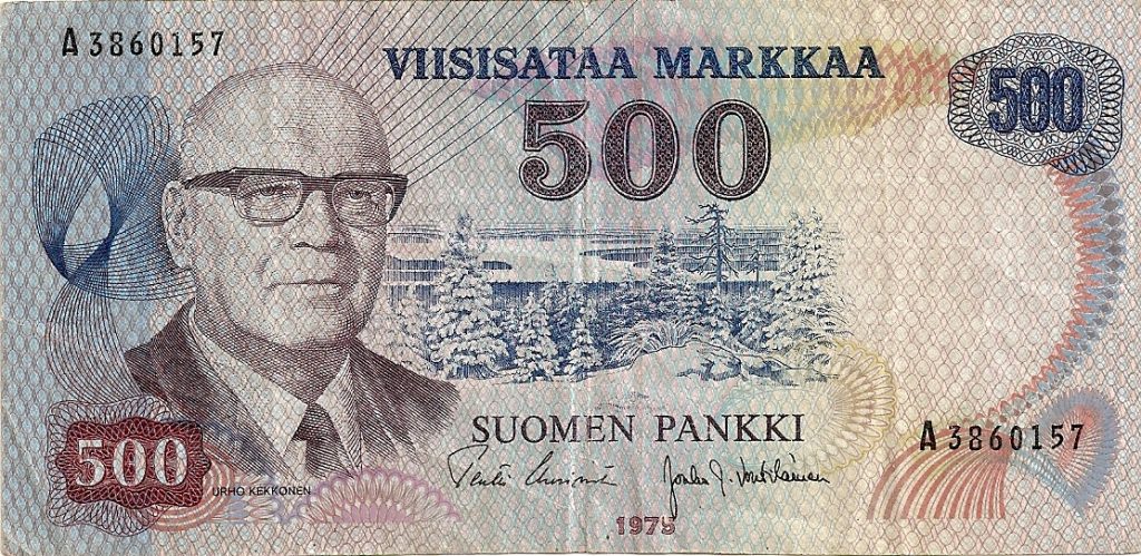500 marek fińskich z wizerunkiem Kekkonena